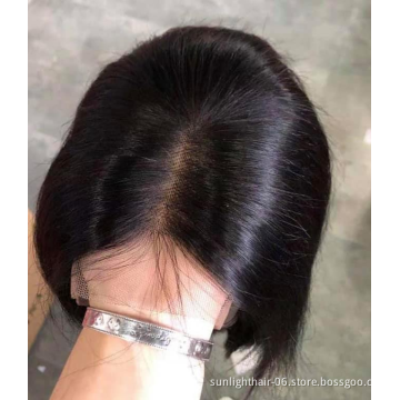 Gros commerce Bob Perruque de 2x6fermeture bresilienne sans colle vrai Remy humaine chevuex bresilien/Indien haute qualite Bob